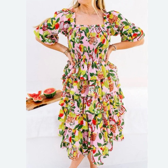Ivy City Co Dresses & Skirts - Ivy City Co Harmony Dress Women’s 1X Tropical Paradise Ruffle Tiered Colorful